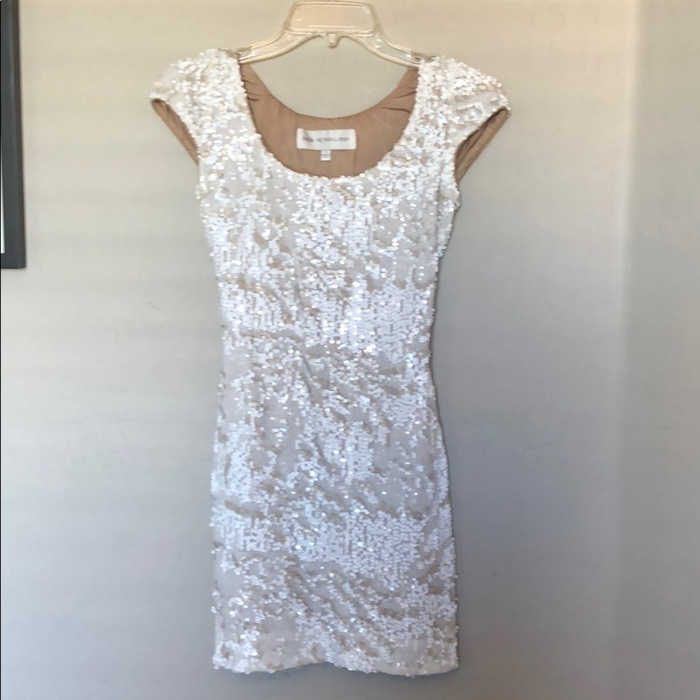 Dress the Population White Sequin Mini Dress.